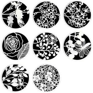 Hyamass 8-Pack Floral Painting Stencils - Round Hollow-Out Reusable Craft Stencils for DIY Wall Art, Canvas, & Fabric Decoration