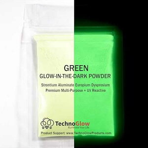 �ÈłŌ��� & UV �������p�E�_�[ - ���ړI PRO �V���[�Y (�i�`�������O���[���A1 �I���X (28g)) Techno Glow Inc Glow in The Dark & UV Reactive Powder - Multipurpose PRO-Series (Natural Green, 1 Ounce (28g))