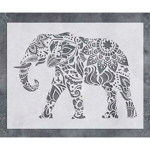 G GSS Designs GSS Designs Elephant Wall Decor - Mandala Elephant Stencil (12x16 Inch) Laser Cut ting Stencil - Reusable Template for Wall Decals Transfer (SL-021)