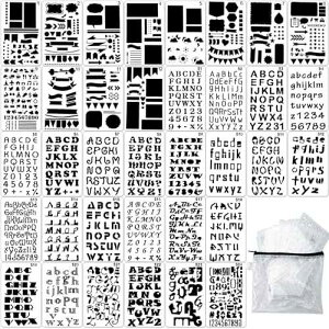 Augshy 36PCS Journal Stencils Set for Dotted Journals, 4x7 Inch Planner Letter Stencils for Bullet Journaling and Notebook, Diary, Crafts, Scrapbook, Bullet Journal, ting on Wood