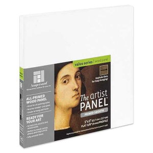 Ampersand Art Supply Wood Gesso Artist Painting Panel: Primed Smooth, 5 x 5, 3/8 Flat Profile