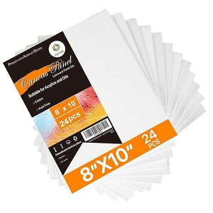 CONDA Canvas Board 8 x 10 inch, 24 Pack Canvases for ting, 100% Cotton Canvas for Drawing, Gesso Primed Acid-Free, Artist Canvas Panels for Acrylic, Pouring & Oil ting