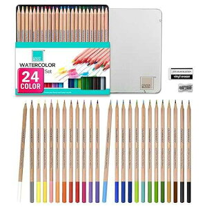 COLOUR BLOCK Premium Cedar Wood Watercolor Pencil Set with I Ideal pencil kit for Drawing, Sketching, Coloring and ting travel watercolor pencils (24 Colors)