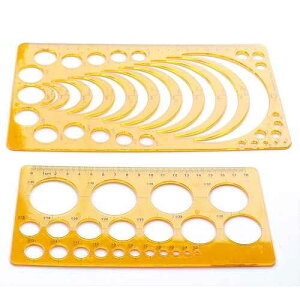 LGEGE 2 �N���A�I�����W�v���X�`�b�N�􉽐��w�c�[�����a�A�[�N�}�X�^�[�X�e���V���e���v���[�g��K����A�w���̂��߂̕`�� LGEGE 2 Pcs Clear Orange Plastic Geometric Math Tool Radius Arc Master Stencil Templa