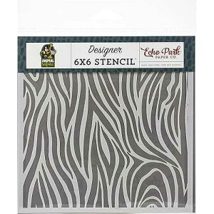Echo Park Paper Company Zebra Stripe stencil, green, navy, blue, yellow, red, pink