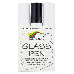 Rainbow Chalk Markers Limited Glass Pen Window Marker: Liquid Chalk Pens for Glass, Whiteboard Markers with Washable Paint - Graduation, Car Windows, Mirror Pen, Storefront, Wedding, Party (3 Pens - Black & White