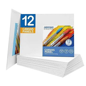 FIXSMITH Canvas Boards for Painting 8x10 Inch, Super Value 12 Pack White Blank Canvas Panels, 100% Cotton Primed, Painting Art Supplies for Professionals, Hobby Painters, Students & Kids
