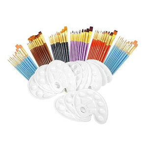 S & E TEACHER'S EDITION 72 Pcs ting Brush Palette Set, 60 Pcs t Brushes with 12 Pcs Palettes to Create Art t Oil Watercolor