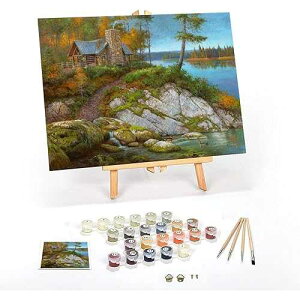 Ledgebay DIY t by Numbers Kit for Adults Framed Canvas Beginner to Advanced t by Numbers Kit Kits Include Acrylic t Set Brushes Tabletop Easel (Away from It All 16x 20 Framed)
