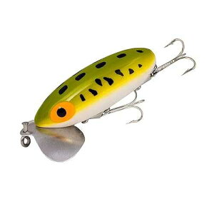 Arbogast Jitterbug Topwater Bass Fishing Lure, Excellent for Night Fishing, Frog White Belly, 3, 5/8 oz