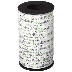Berwick 3801412 Happy Birthday Printed Curling Ribbon, 3/8-Inch Wide by 250-Yard Spool, Red/Blue/Green