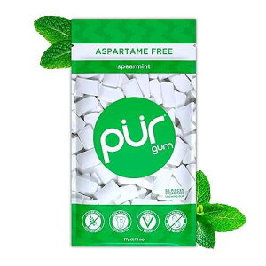 PUR Gum Aspartame Free Chewing Gum 100% Xylitol Natural Spearmint Flavored Gum, 55 Pieces (Pack of 1)