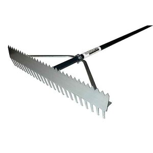 Trigon Sports Double Play Rake with Two Teeth, Ergonomic Heavy Duty Metal Rakes with Lightweight Aluminium Handle, Landscaping Rake for Outdoors, Lawn, Carpet, Shrub, 66 Handle, 36 Wide Rake Head