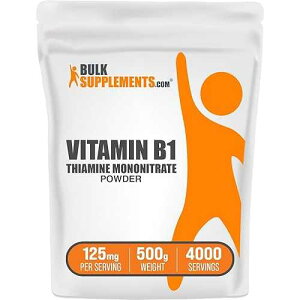 BulkSupplements.com Thiamine Mononitrate Powder - Vitamin B1 Powder, Thiamine B1 Supplement - B1 Vitamins, Gluten Free, 125mg per Serving, 500g (1.1 lbs) (Pack of 1)