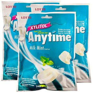 ���b�e �G�j�^�C�� �����n�u �L�V���g�[���~���N�~���g�L�����f�B�[ 74g×3��(3��) Lotte Anytime Sugar-free hub Xylitol Milk Mint candy 74g x 3 (pack of 3)