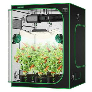 VIVOSUN S558 5x5 Grow Tent, 60x60x80 High Reflective Mylar with Observation Window and Floor Tray for Hydroponics Indoor Plant for VSF6450