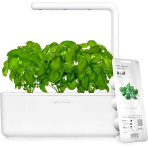 Click and Grow Click & Grow Indoor Herb Garden Kit with Grow Light Smart Garden for Home Kitchen Windowsill Easier Than Hydroponics Growing System Vegetable Gardening Starter (3 Basil Pods Included), White