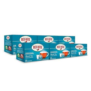 Red Rose Teas Black Tea, 72 Convenient Single Serve K-Cups, Pods for Keurig Coffee Maker, Blended To Create Our Original Premium Full-Flavored Black Tea, Contains 12 Single Serve Cups (Pack of 6)