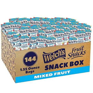 Welch's Fruit Snacks, Mixed Fruit, Great for School Lunches, Bulk Pack, Individual Single Serve Bags, 1.55 oz (Pack of 144)