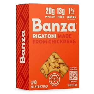Banza Rigatoni Pasta from Chickpeas - Gluten Free, High Protein, and Lower Carb Protein Rigatoni Chickpea Pasta - 8oz