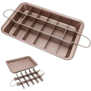 Ailelan Brownie Pan with Dividers, Non-Stick Backing Pan, 18 Pre-slice All Edges, Muffin and Cupcake for Baking, Brownie Bites - 12 X 8 X 2 Inches