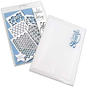 ��{�w�iA5�X�e���V���Z�b�g�����[�t�H���_�[ Clarity Stencils Basic Backgrounds A5 Stencil Set & Storage Folder