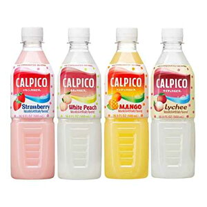 CALPICO 4�t���[�o�[�p�b�N�A�a�h�����N�p�b�N�B�Z�k�ʏ`���܂܂�Ă��܂� - �X�g���x���[�A���C�`�A�����A�}���S�[�B16.9�t�ʃI���X (24����) CALPICO 4 Flavor Pack, Japanese Drink Pack. Contains Juice Conc