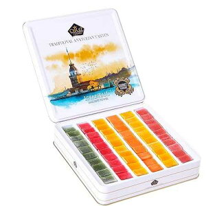 Cerez Pazar? Cerez Pazari Turkish Delight Candy Gift Basket 1.6 lb, Lokum Dessert Gourmet With 6 Unique Flavors, Christmas Holiday Corporate Food Gifts In Elegant Metal Box