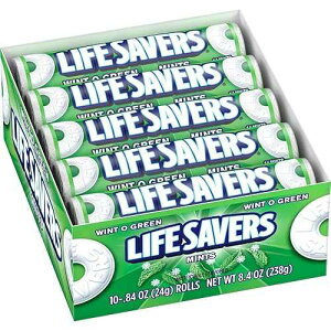 LIFE SAVERS �o�^�[ ���� �n�[�h �L�����f�B �o���N�A1.14 �I���X (20 �V���O�� �p�b�N) LIFE SAVERS Mints Wint-O-Green Hard Candy Bulk Mints, Hard Candies, Individually Wrapped Single Rolls, .84 Ounce, 20 Count Box