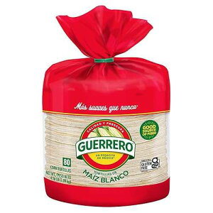 Guerrero White Corn Tortillas, Gluten Free, Trans Fat Free, Bulk Soft Taco Size, 80 Count