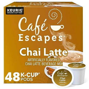 Cafe Escapes�A�`���C���e�e�B�[�����A�V���O���T�[�u�L���[���OK�J�b�v�|�b�h�A48�i24�|�b�h����2���j Cafe Escapes Cafe Escapes, Chai Latte Tea Beverage, Single-Serve Keurig K-Cup Pods, 48 Count (2 Boxes of 24 Pods)