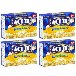 Act II �o�^�[���o�[�Y �d�q�����W�|�b�v�R�[�� 3����4���i�v12�܁j Act II Butter Lovers Microwave Popcorn 4 Boxes of 3 (12 Bags Total)