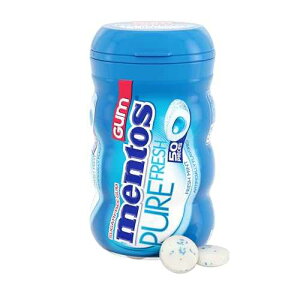 Mentos Pure Fresh Sugar-Free Chewing Gum with Xylitol, Fresh Mint, 90% Recyclable Curvy Bottle, 50 Pieces per Bottle (Pack of 1)