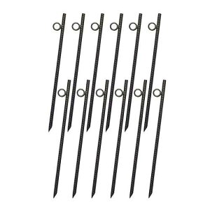 Yard Tuff 12 Pack Ground Stakes Grip Rebar 18-Inch Steel Heavy-Duty Tent & Canopy Anchors, Angled Ends, 1-Inch Loops, YTF-3818RS-12PK, Black