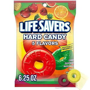 Lifesavers�A�n�[�h �L�����f�B 5 �t���[�o�[ �o�b�O�A6.25 �I���X Life Savers Lifesavers, Hard Candy 5 Flavors Bag, 6.25 oz