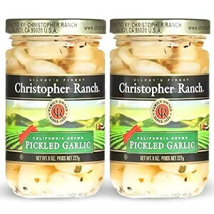 Christopher Ranch Pickled Garlic Cloves in a Jar / 100% California-Grown Fresh Garlic / Peeled and Pickled for Convenience / Ideal for Cooking, Snacking & Pickled Vegetables Lovers / 8 oz (Pack of 2)