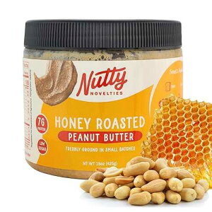 Nutty Novelties Honey Roasted Peanut Butter - High Protein, Low Sugar Healthy Peanut Butter - All-Natural Peanuts Free of Cholesterol & Preservatives - 15 Ounces