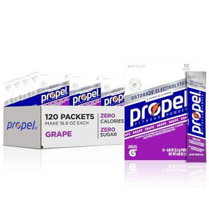 Propel Electrolyte Enhanced Water Drink Mix Powder Packets, Grape, Zero Calorie & Sugar, Hydration with Electrolytes and Vitamins C & E (120 Packets)
