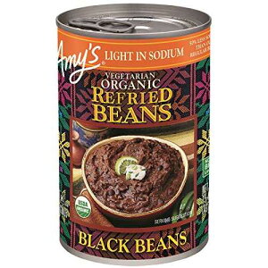 Amy's Organic Refried Beans Canned, Light in Sodium Refried Black Beans, Vegan Gluten Free and Vegetarian, 15.4 Oz