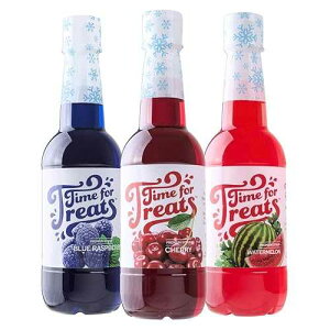 Time For Treats 3-Pack Cherry, Blue Raspberry, Watermelon Syrup 16.9 Fluid Ounce Per Bottle for Snow Cones, Homemade Sodas, Cocktails, Coffee, Baking and More