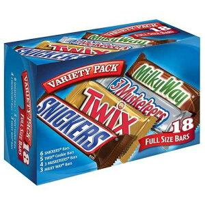Mars SNICKERS, TWIX, MILKY WAY & 3 MUSKETEERS Individually Wrapped Variety Pack Full Size Milk Chocolate Candy Bars Bulk Assortment, 33.31 oz, 18 Bars