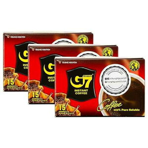 Trung Nguyen ? G7 Instant Coffee ? Pure Black ? 100% Soluble Coffee ? Strong and Bold ? Instant Vietnamese Coffee (15 Packets/Box, 3 Pack)