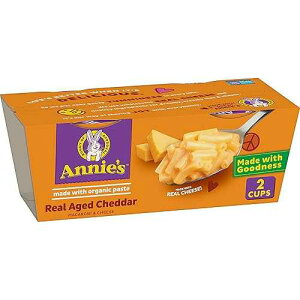 Annie's �}�J���j & �`�[�Y�A���A���G�C�W�h�`�F�_�[�A�d�q�����W�Ή��J�b�v�A2 �p�b�N�A4.02 �I���X Annie's Homegrown Annie's Macaroni and Cheese, Real Aged Cheddar and Organic Pasta, Microwavable Cups, 2 Ct, 4.02 oz