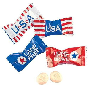 �����I�� USA �X�C�[�g �N���[�� (108 �ʕ) �Ɨ��L�O���̃L�����f�B Fun Express Patriotic USA Sweet Creams (108 Individually wrapped pieces) Fourth of July Candy