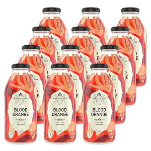 Harney & Sons Blood Orange Iced Tea, Unsweetened Herbal, 16 oz Glass Bottles (Pack of 12), Zero Calorie, Zero Caffeine