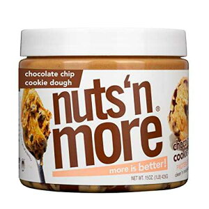 Nuts 'N More Nuts �eN More Chocolate Chip Cookie Dough Peanut Butter Spread - High Protein, Low Carb, Low Sugar, Gluten Free, Non-GMO, All-Natural Nut Butter Snack (15oz Jar)