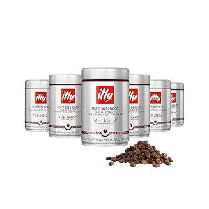 illy Whole Bean Coffee, Intenso Bold Roast, 100% Arabica, Premium Italian Coffee, Ideal for Espresso, Drip, Moka and French Press Brewing, 8.8oz, 6 Pack