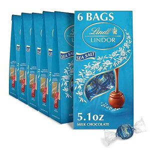 Lindt LINDOR Stracciatella �z���C�g�`���R���[�g�g�����t�A���炩�łƂ낯��g�����t�Z���^�[�̃`���R���[�g�A5.1�I���X �o�b�O(6����) Lindt LINDOR Sea Salt Milk Chocolate Truffles, Milk Chocolate Candy with Smoo