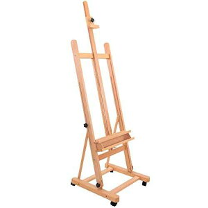 U.S. Art Supply Medium Wooden Studio H Frame Easel with Storage Tray and Wheels - Adjustable to 96 High, Holds 48 Canvas - Beechwood Artist Easel for ting, Art Display, Portraits