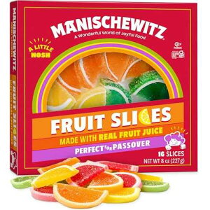 Manischewitz Holiday Candied Fruit Slices in a Gift Box, 8oz, Made with Real Fruit Juice, Gluten Free, No High Fructose Corn Syrup, Kosher For Passover & Year Round Use